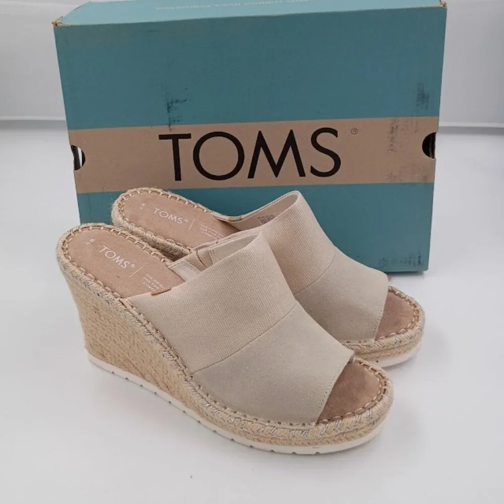 Toms Monica Mule Wedge Sandal, Nude, Women's Size 11 - Picture 3 of 5